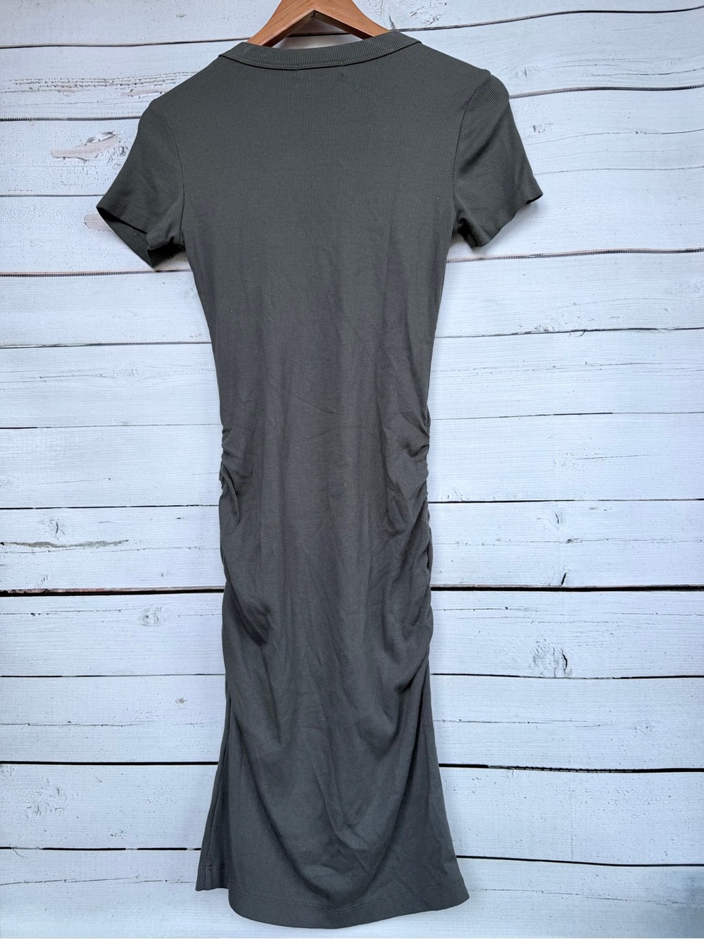 Michael Stars Ruched Crewneck Bodycon Midi Dress - Size P Medium #D102 - Picture 4 of 4